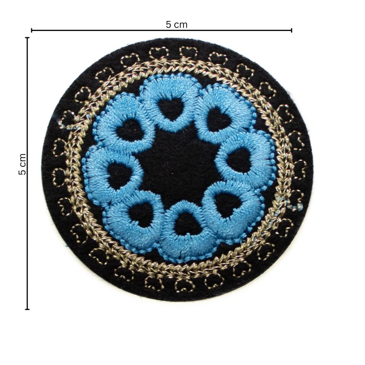 Stick-Applikation zum Aufbügeln ca 5,0 cm x 5,0 cm - Kreis mit Herzen