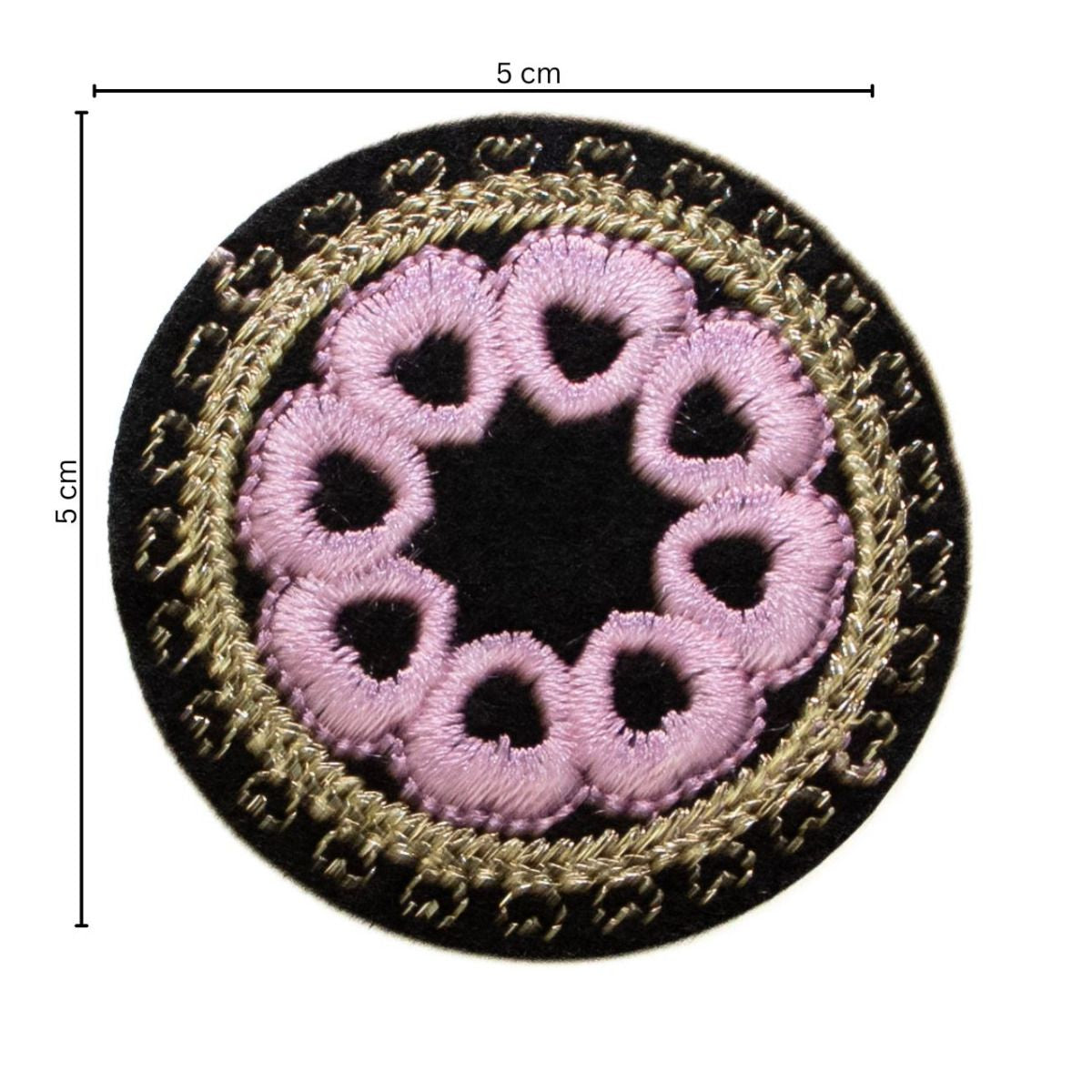 Stick-Applikation zum Aufbügeln ca 5,0 cm x 5,0 cm - Kreis mit Herzen