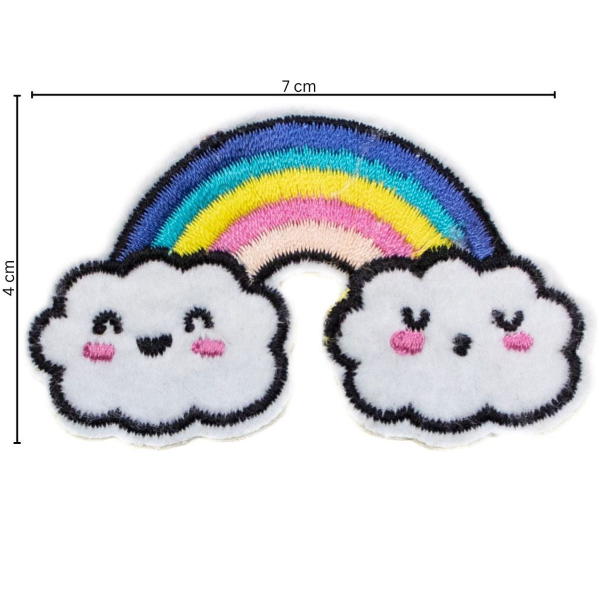 Stick-Applikation zum Aufbügeln ca 7,0 cm x 4,0 cm - Regenbogen - blau
