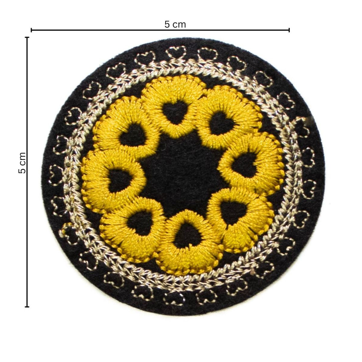 Stick-Applikation zum Aufbügeln ca 5,0 cm x 5,0 cm - Kreis mit Herzen