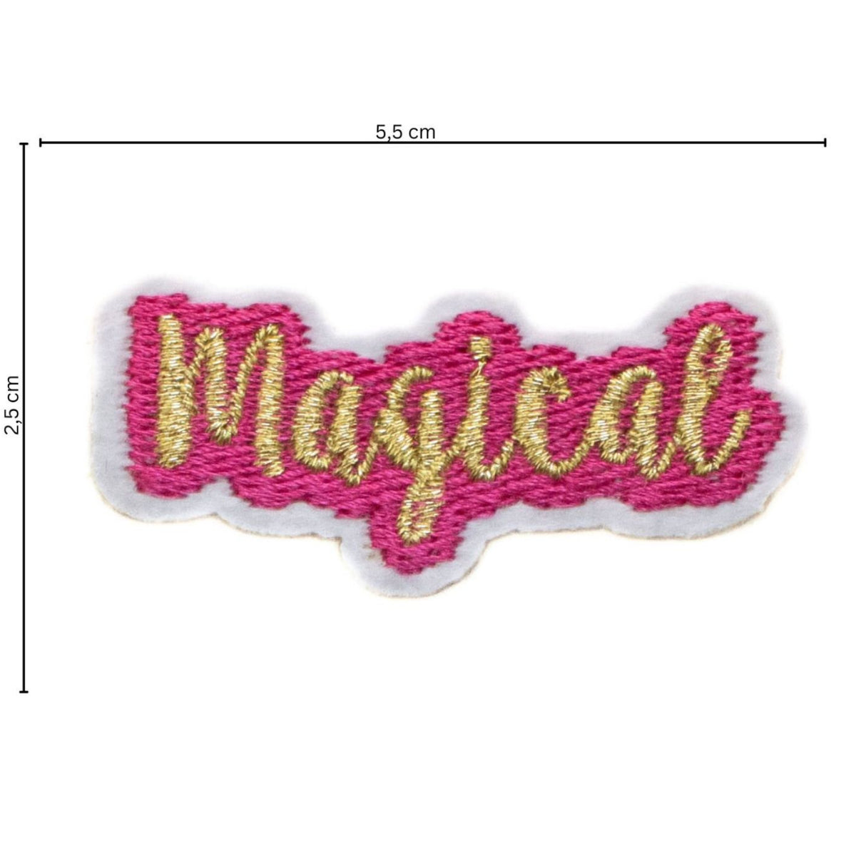 Stick-Applikation zum Aufbügeln ca 5,5 cm x 2,5 cm - magical - gold - pink