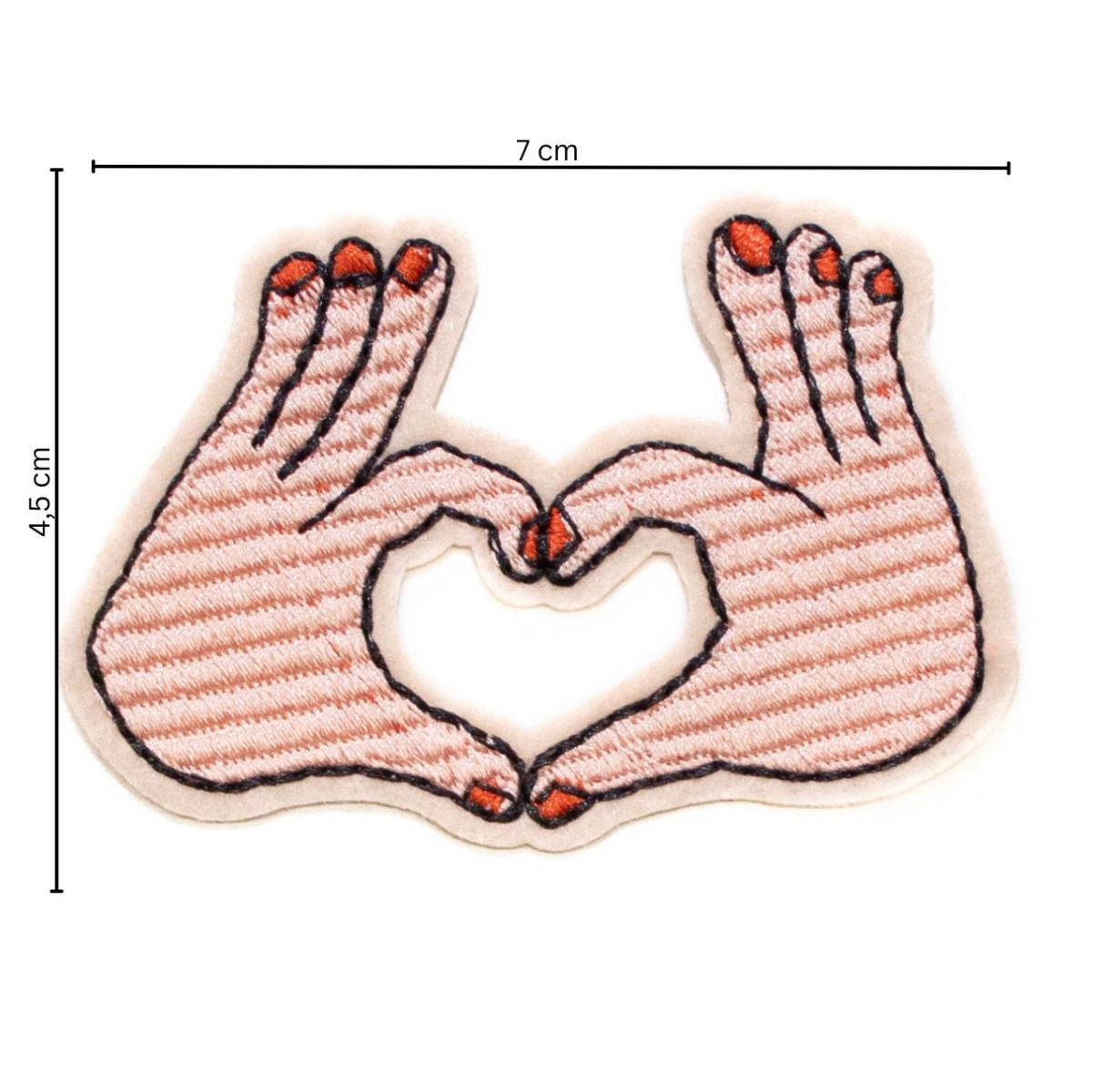 Stick-Applikation zum Aufbügeln ca 7,0 cm x 4,5 cm - Handherz - rosa
