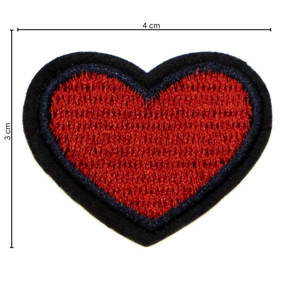 Stick-Applikation zum Aufbügeln ca 4,0 cm x 3,0 cm - Herz - rot - schwarz