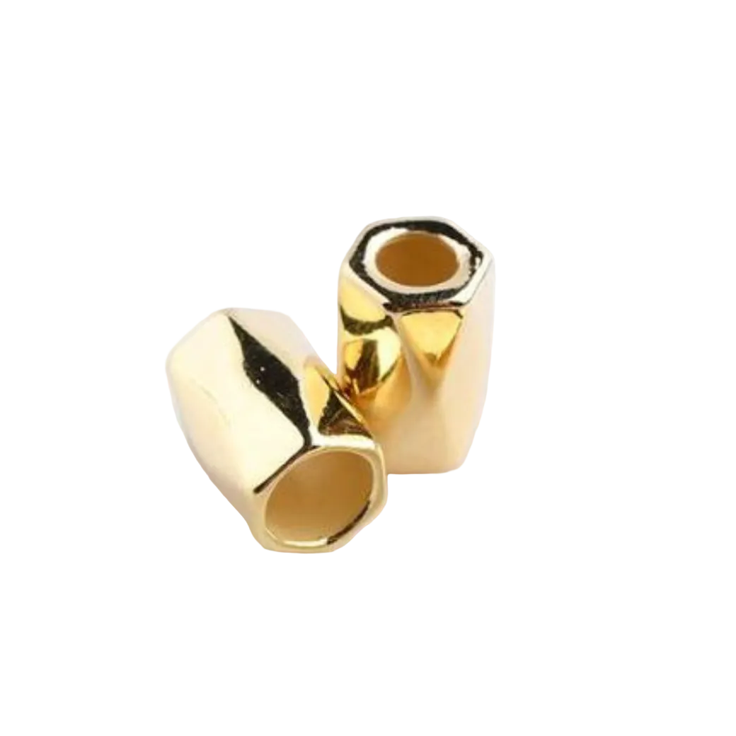 2 Kordelenden - 12 x 9 mm - für Kordeln mit max. 4 mm Durchmesser - gold