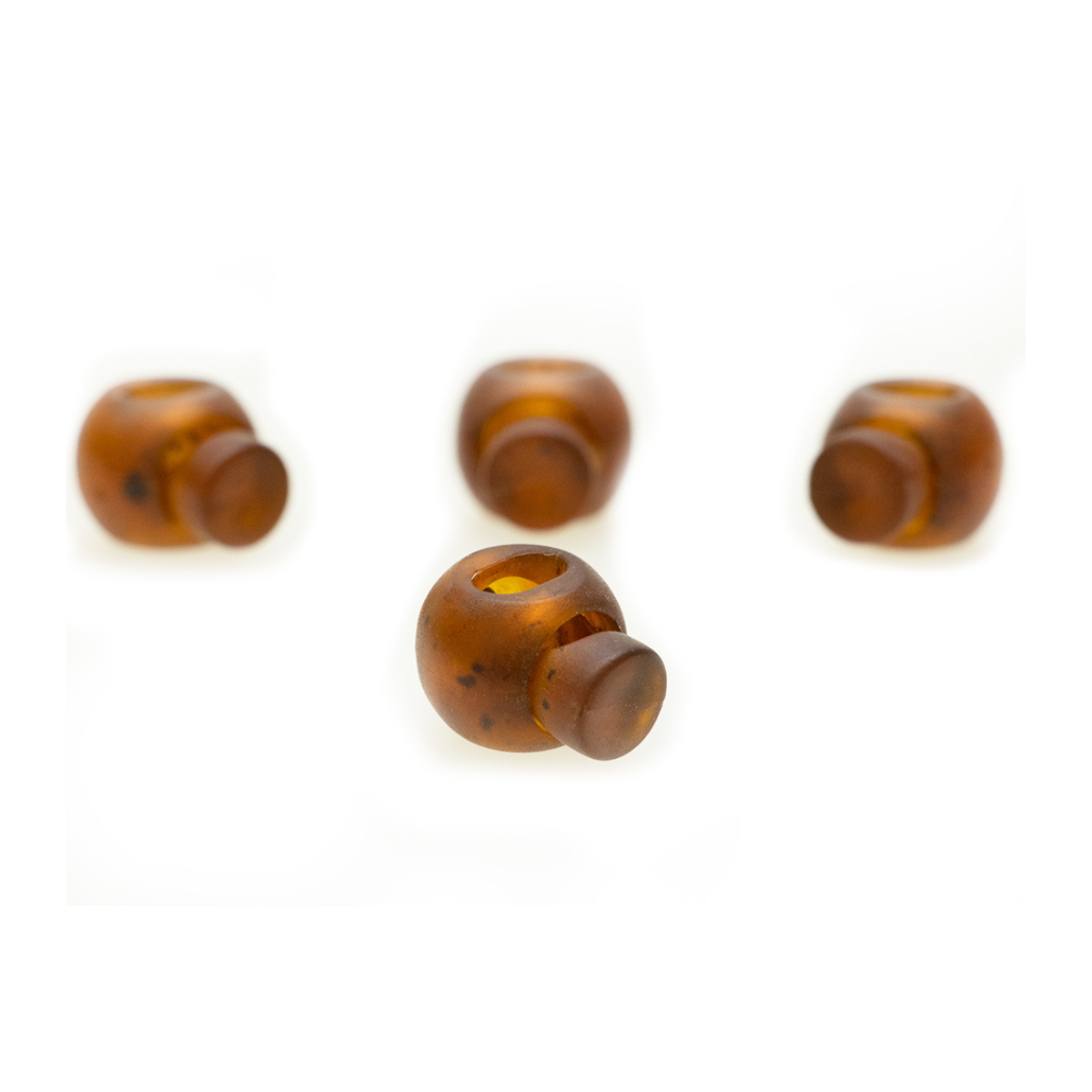 4 Kordelstopper rund - ca. 17 x 22 mm - für Kordeln mit max.7 mm Durchmesser - rotbraun