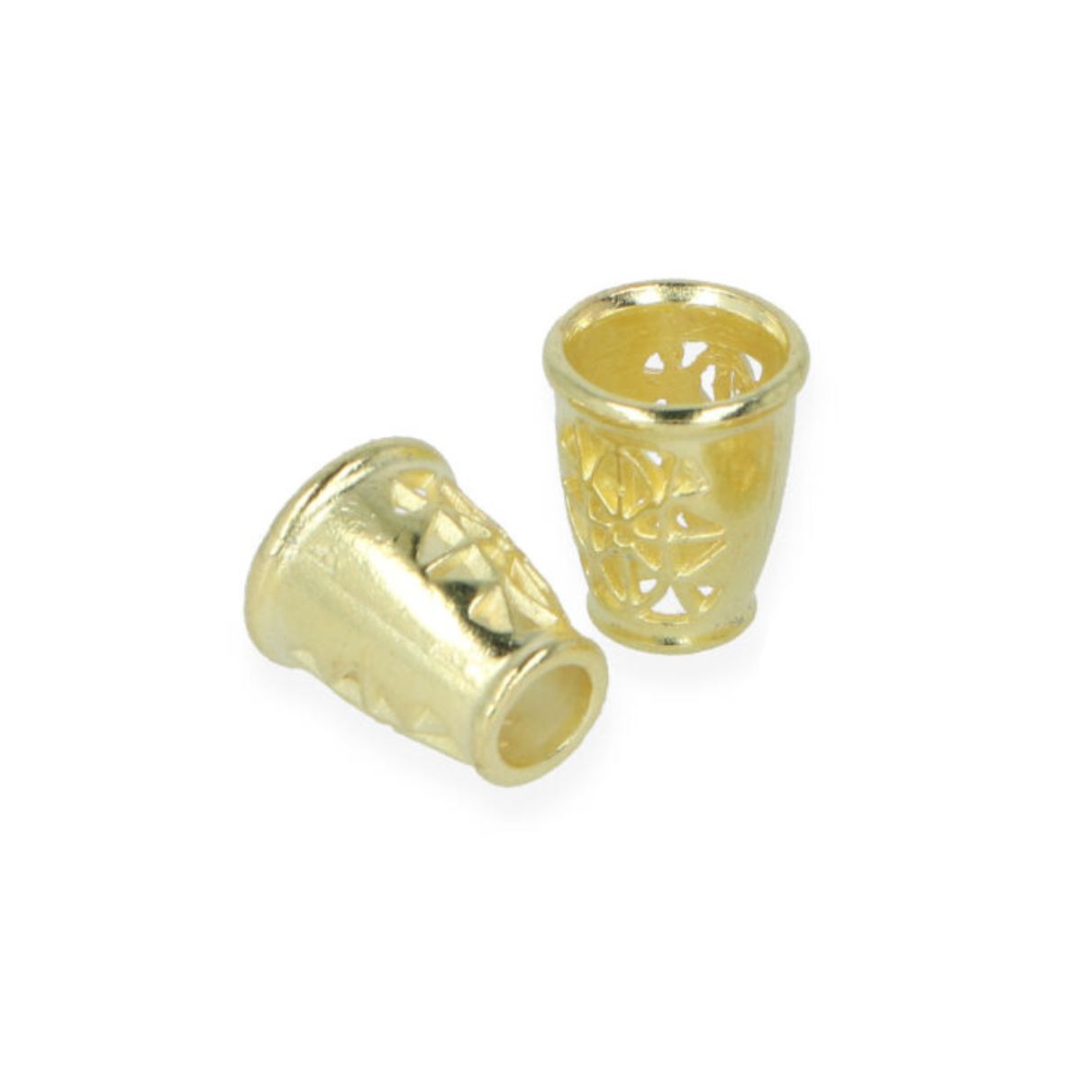 2 Kordelenden - 12 x 10 mm - für Kordeln mit max. 4 mm Durchmesser - gold