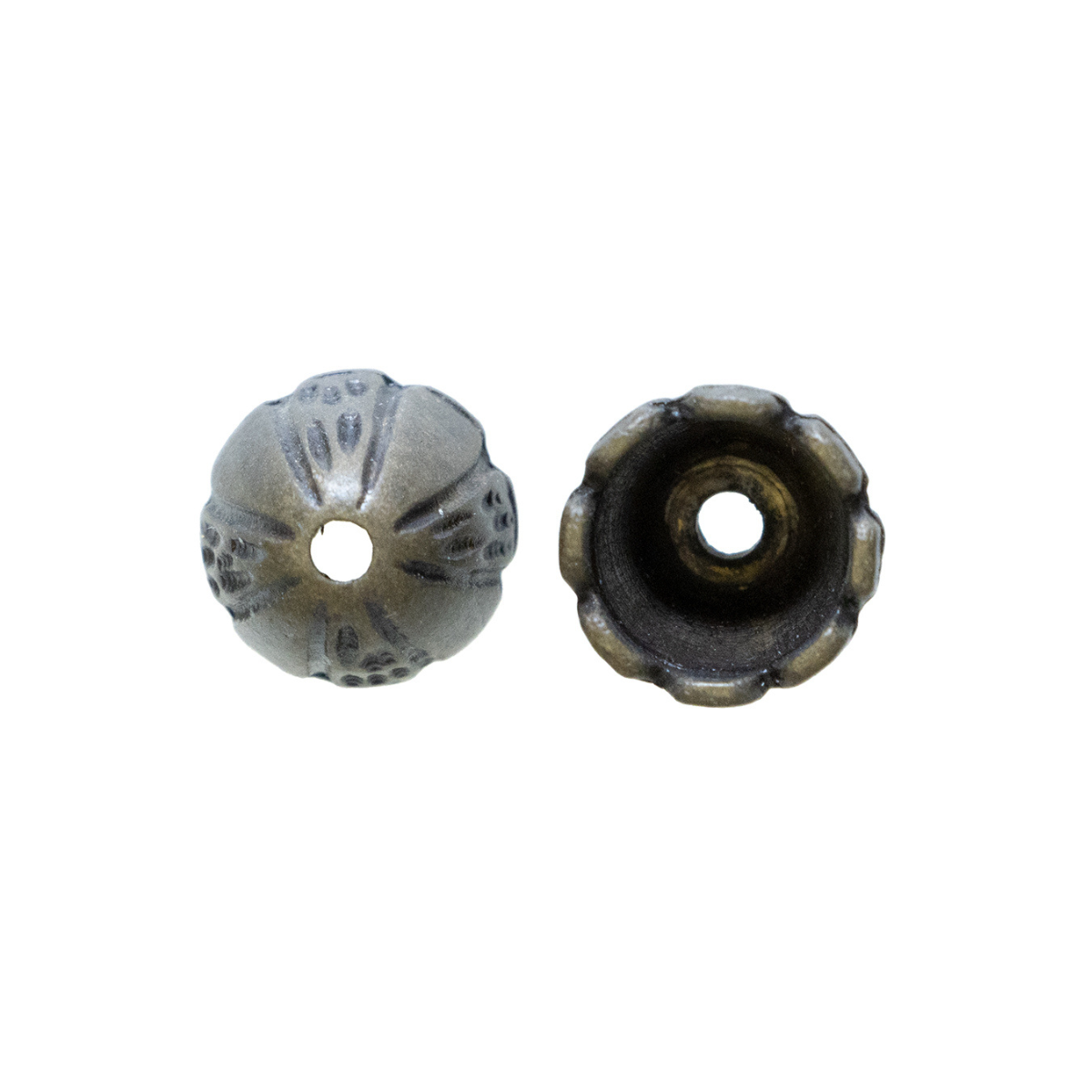 4 Kordelenden - ca. 10 x 10 mm - für Kordeln mit max. 1 mm Durchmesser - bronze