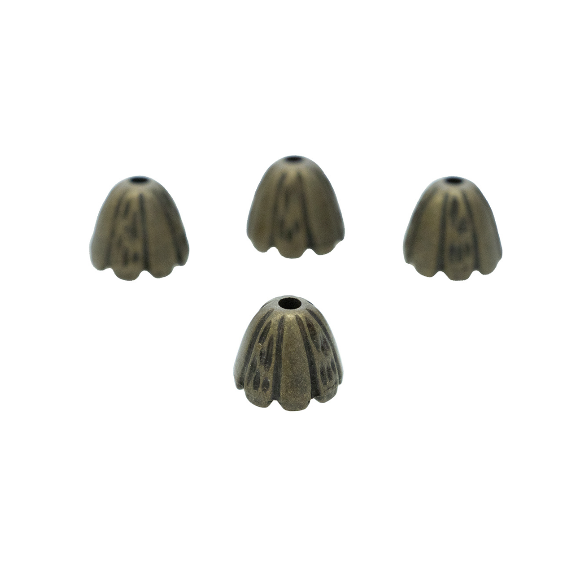 4 Kordelenden - ca. 10 x 10 mm - für Kordeln mit max. 1 mm Durchmesser - bronze