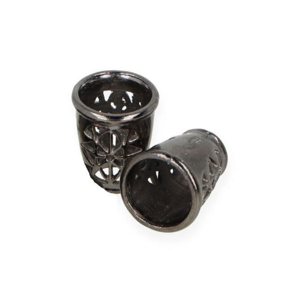 2 Kordelenden - 12 x 10 mm - für Kordeln mit max. 4 mm Durchmesser - grafit