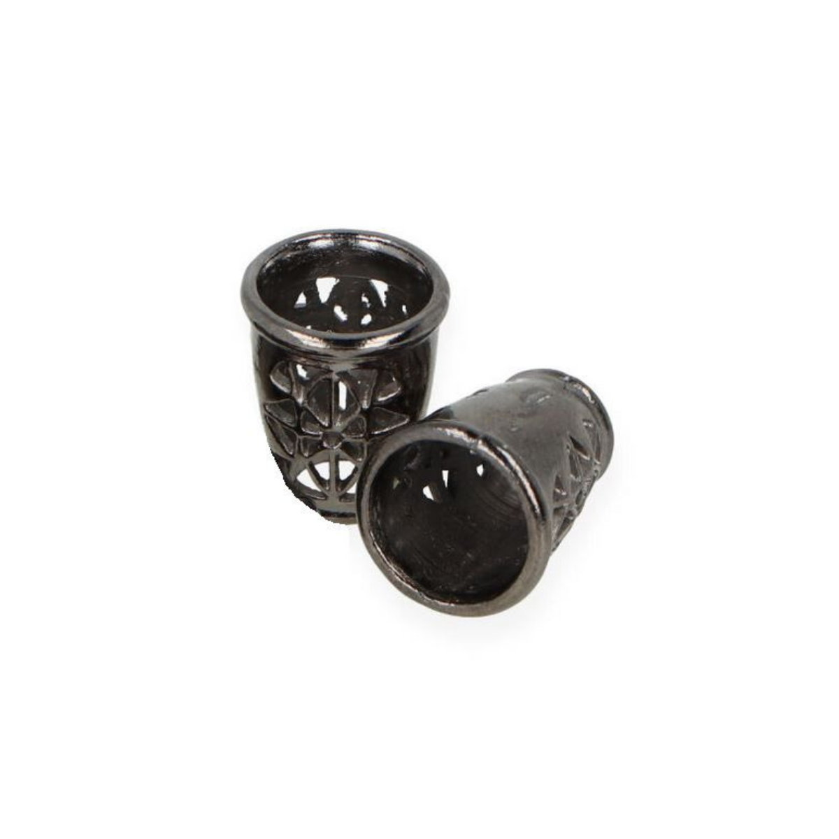 2 Kordelenden - 12 x 10 mm - für Kordeln mit max. 4 mm Durchmesser - grafit