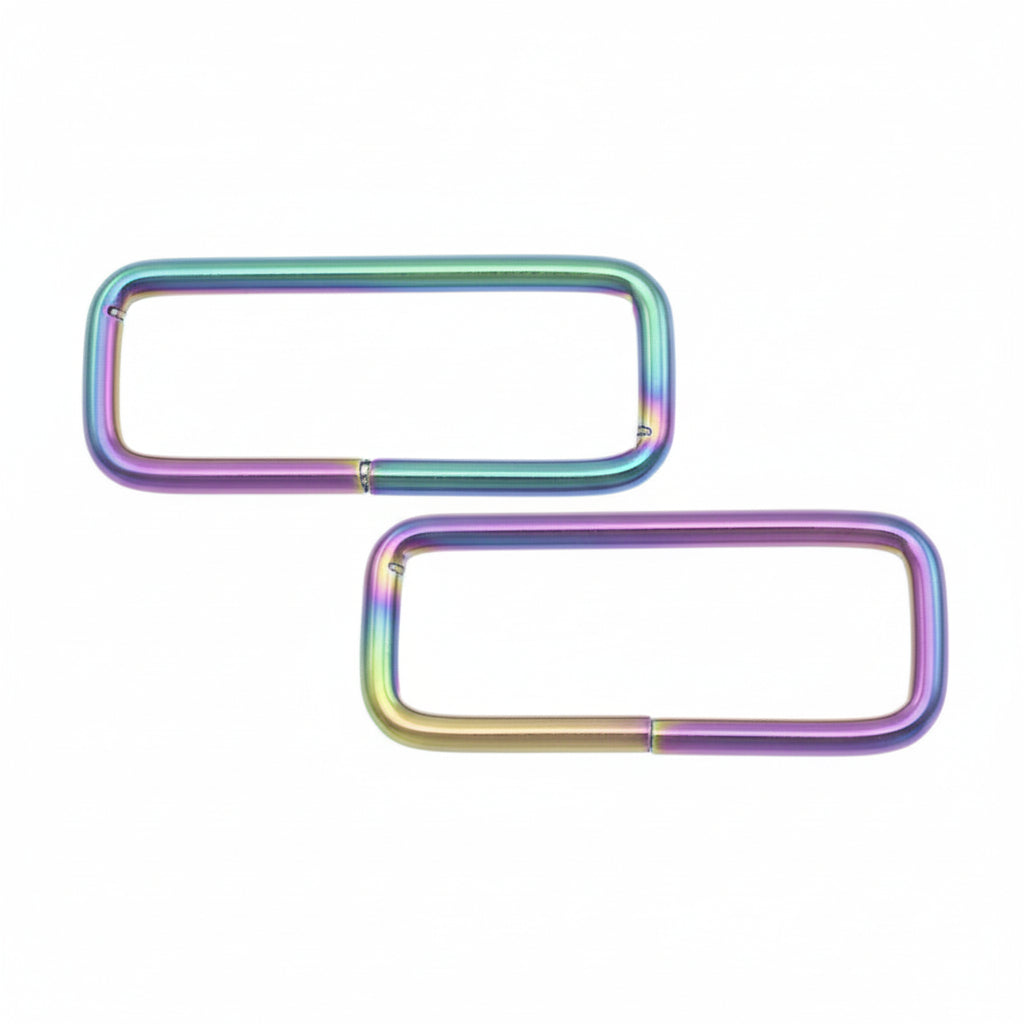 Taschenschlaufen vierkantig Metall 2 Stück - regenbogen