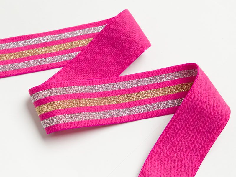 Weiches Gummiband mit Glitzer ca. 40mm - Streifen