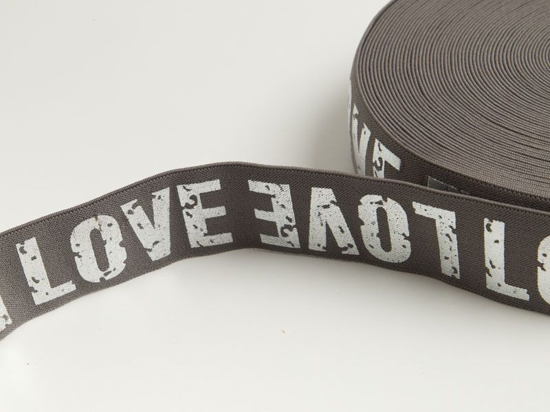 Gummiband mit Foliendruck ca. 40mm - Love