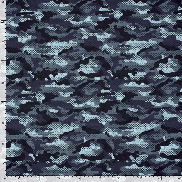 Badehosenstoff wasserabweisend recycelt - Camouflage - Dunkelblau