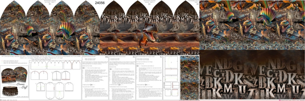 French Terry Mützen- & Loop-Panel „Dino Invasion“ – Digitaldruck