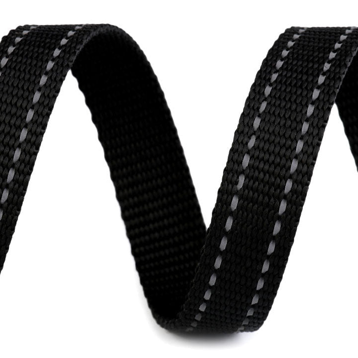 Gurtband reflektierende Steppung 20 mm - uni schwarz