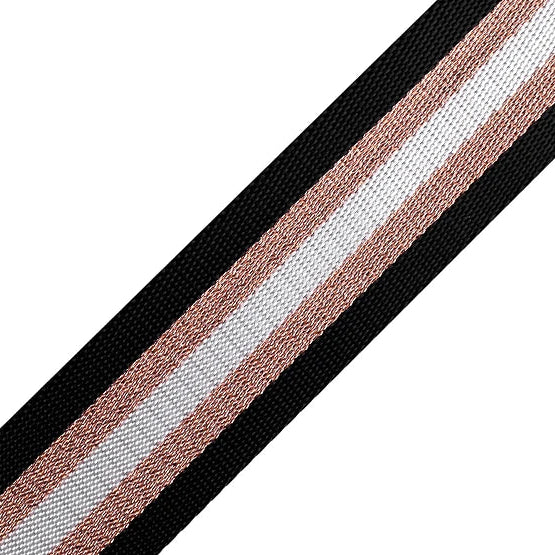 Glatter doppelseitiger Gurtband mit Lurex - 38 mm - Streifen