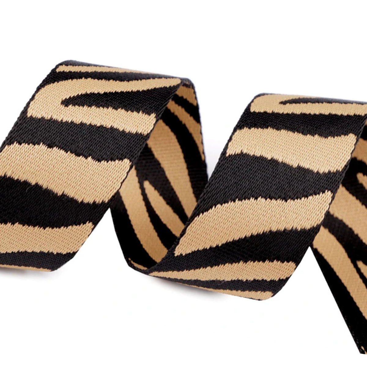 Gurtband ca. 38mm Doubleface Zebra - Beige - Schwarz