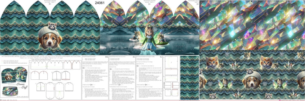 French Terry Mützen- & Loop-Panel „Hund & Kätzchen“ – Digitaldruck