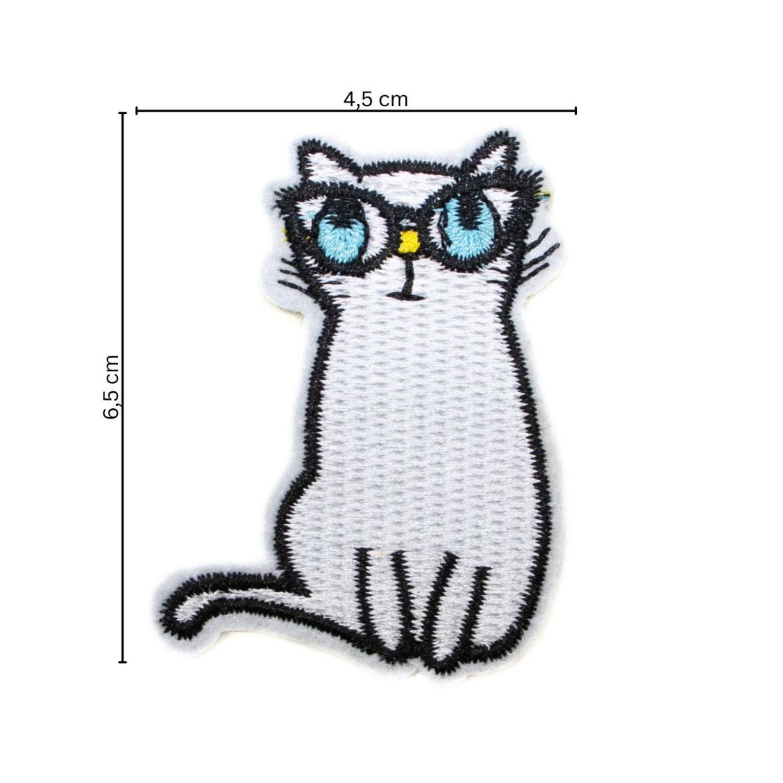 Stick-Applikation zum Aufbügeln ca 4,5 cm x 6,5 cm - Katze - weiß