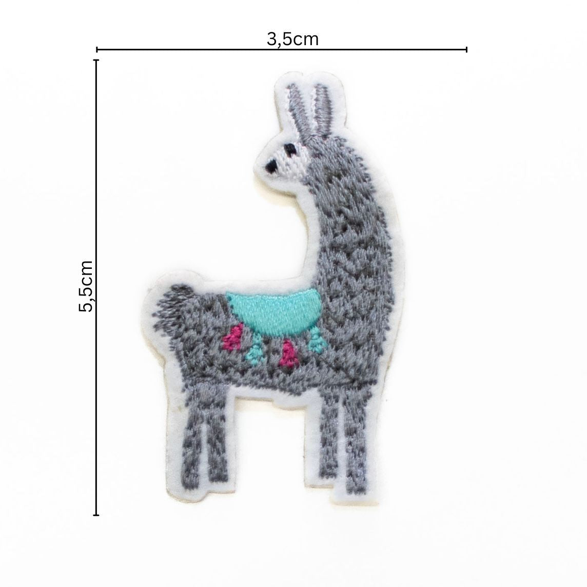 Stick-Applikation zum Aufbügeln ca 3,5 cm x 5,5 cm - Lama - grau