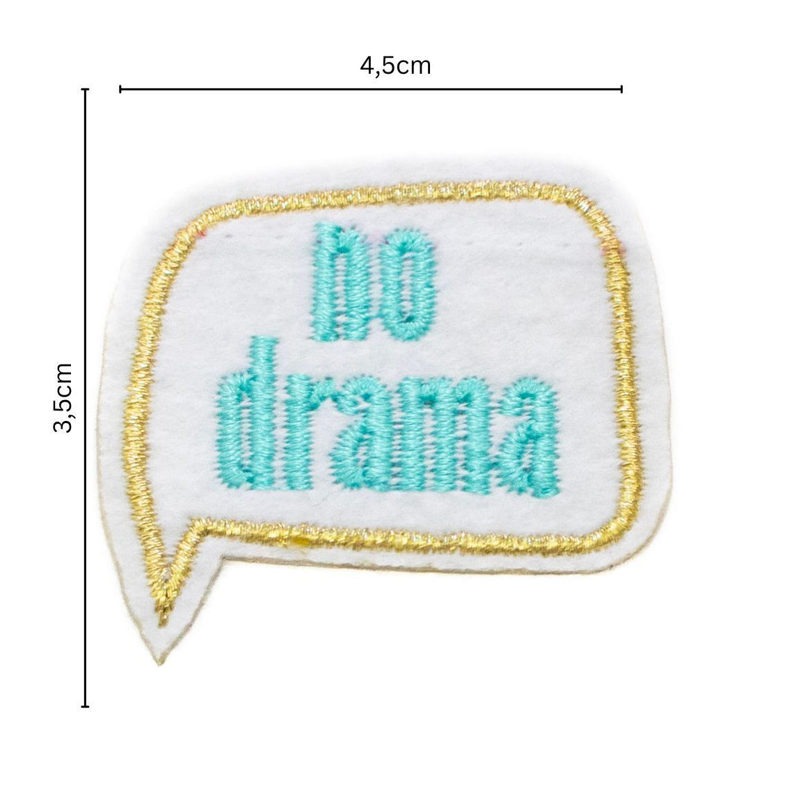 Stick-Applikation zum Aufbügeln ca 4,5 cm x 3,5 cm - no drama - weiß
