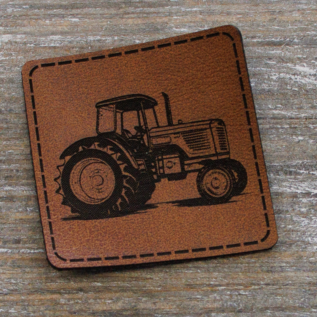 Label Kunstleder KDS - Traktor - Braun