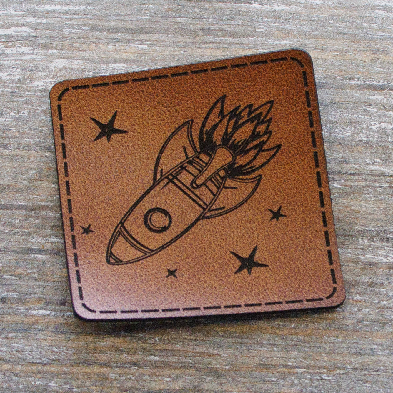 Label Kunstleder KDS - Rakete - Braun