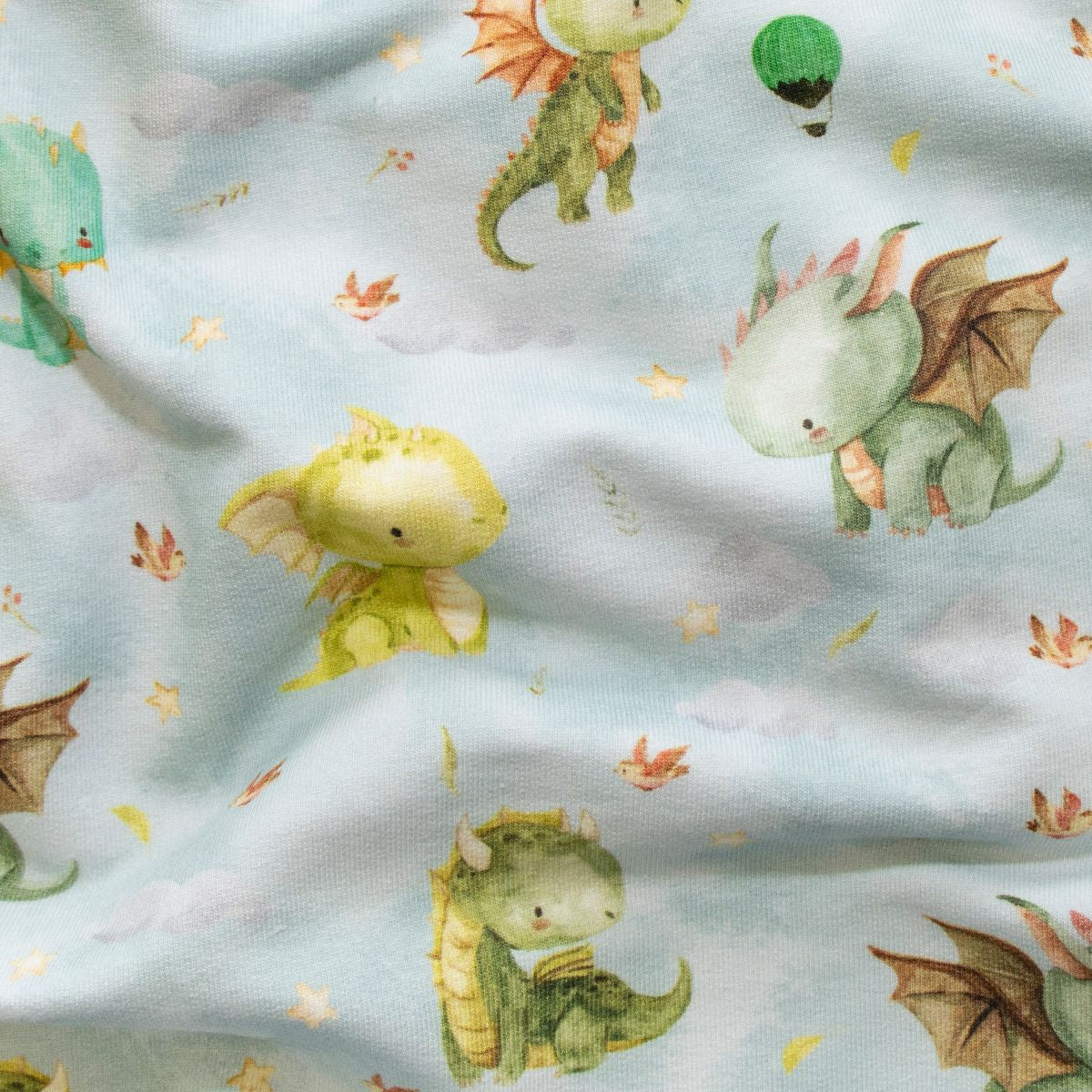 French Terry Digitaldruck - Drachen - blau