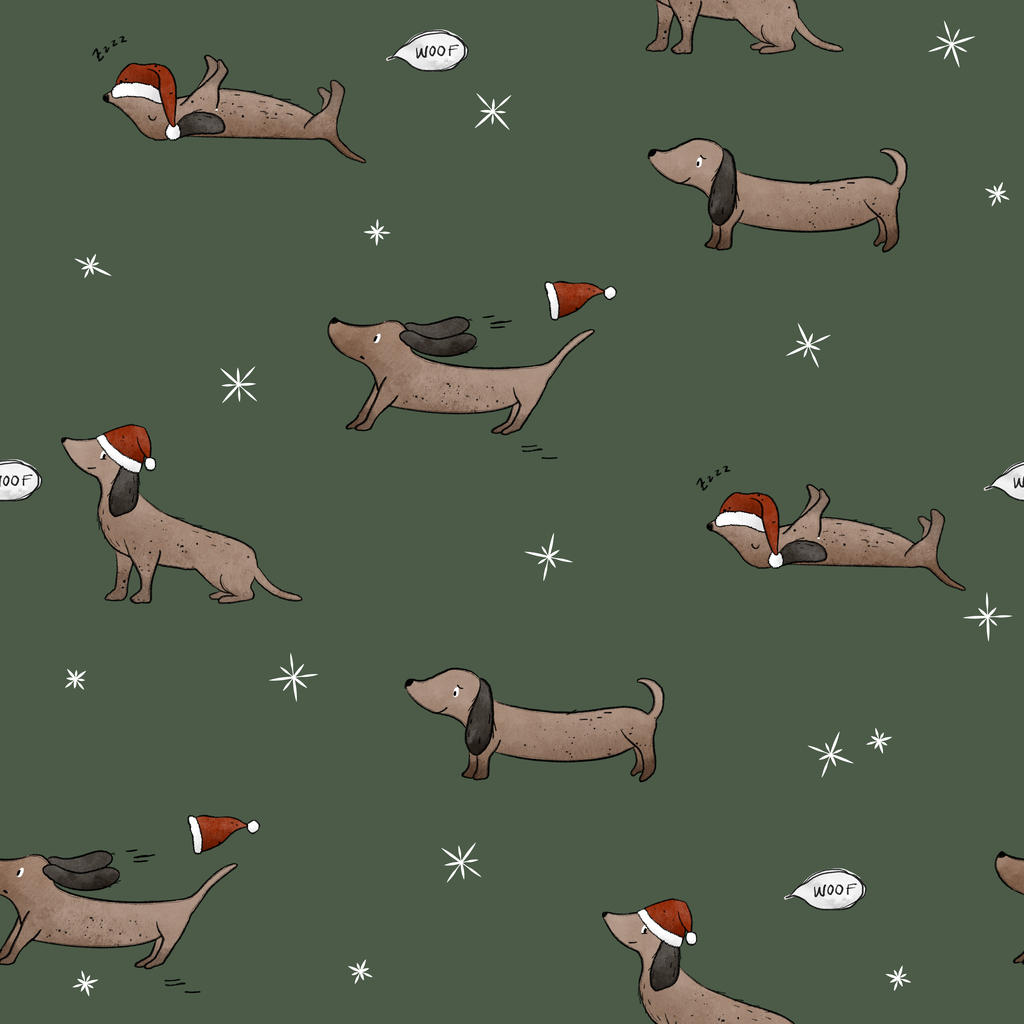 Eigenproduktion Jersey - Reaktivdruck - DackelXmas Katzengold-Design - waldgrün