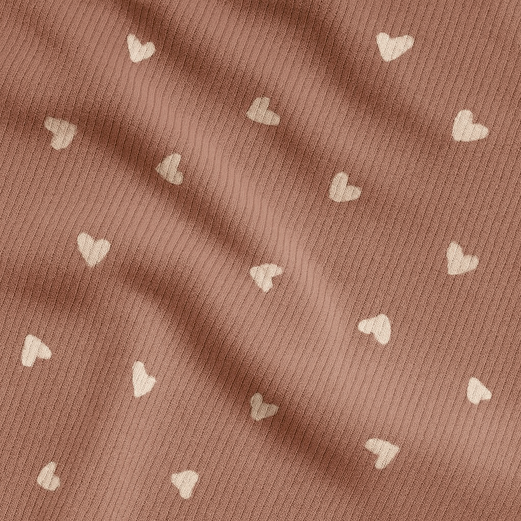 Ripp-Jersey Stoff Digitaldruck - Herzen - Altrosa