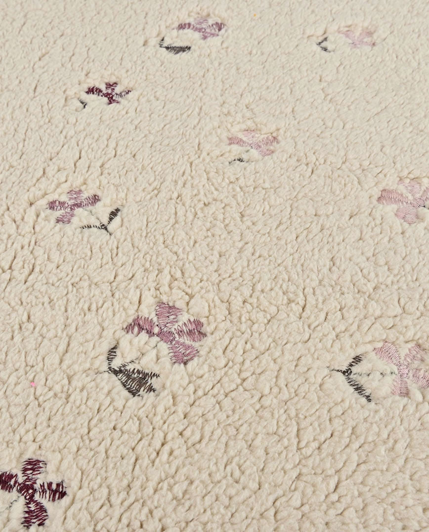 Teddy mit Stickerei - Mauve Blümchen - Beige