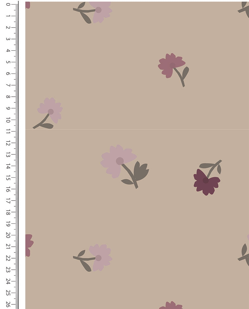 Teddy mit Stickerei - Mauve Blümchen - Beige