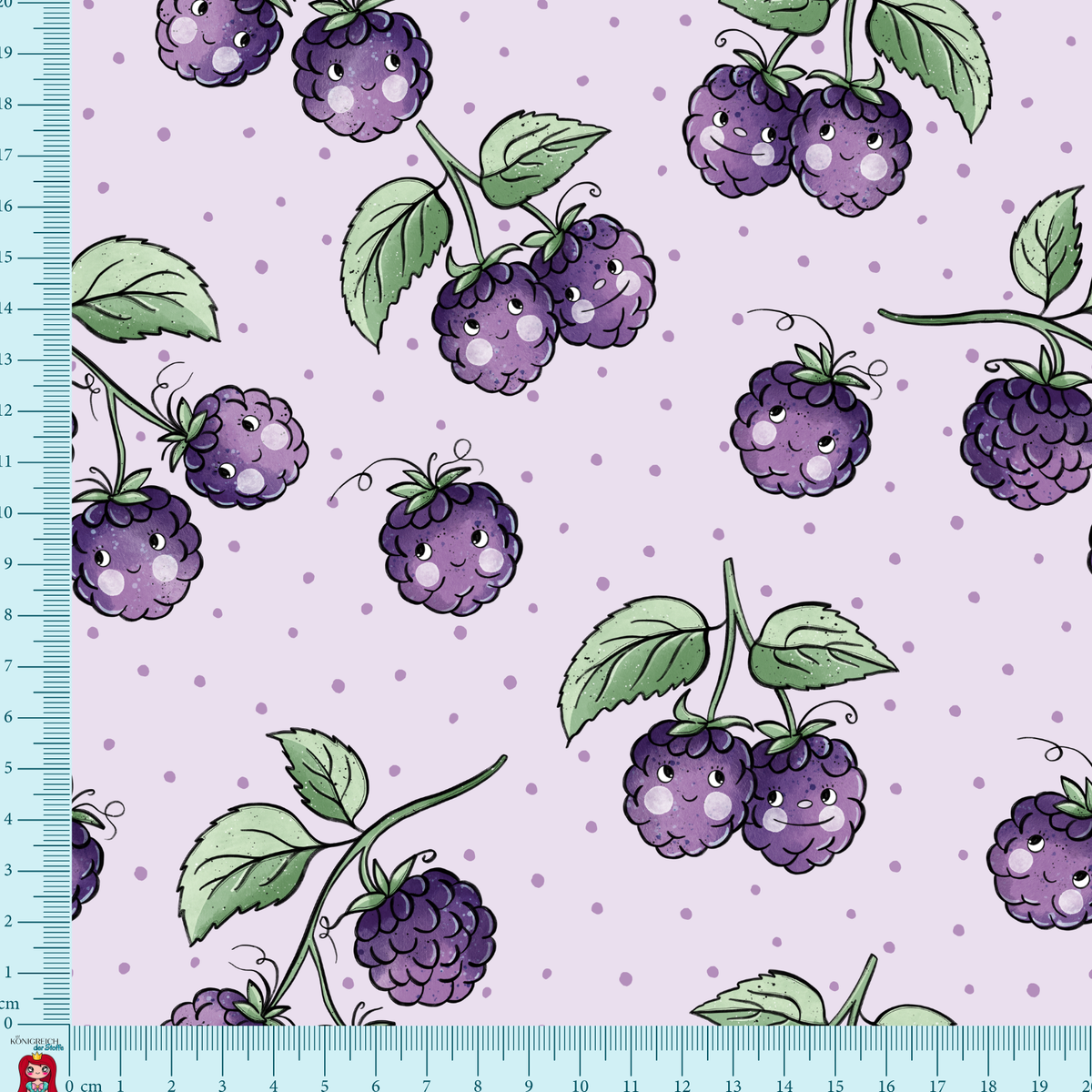 Eigenproduktion Ripp-Jersey Brombeeren Katzengold-Design - helles Flieder