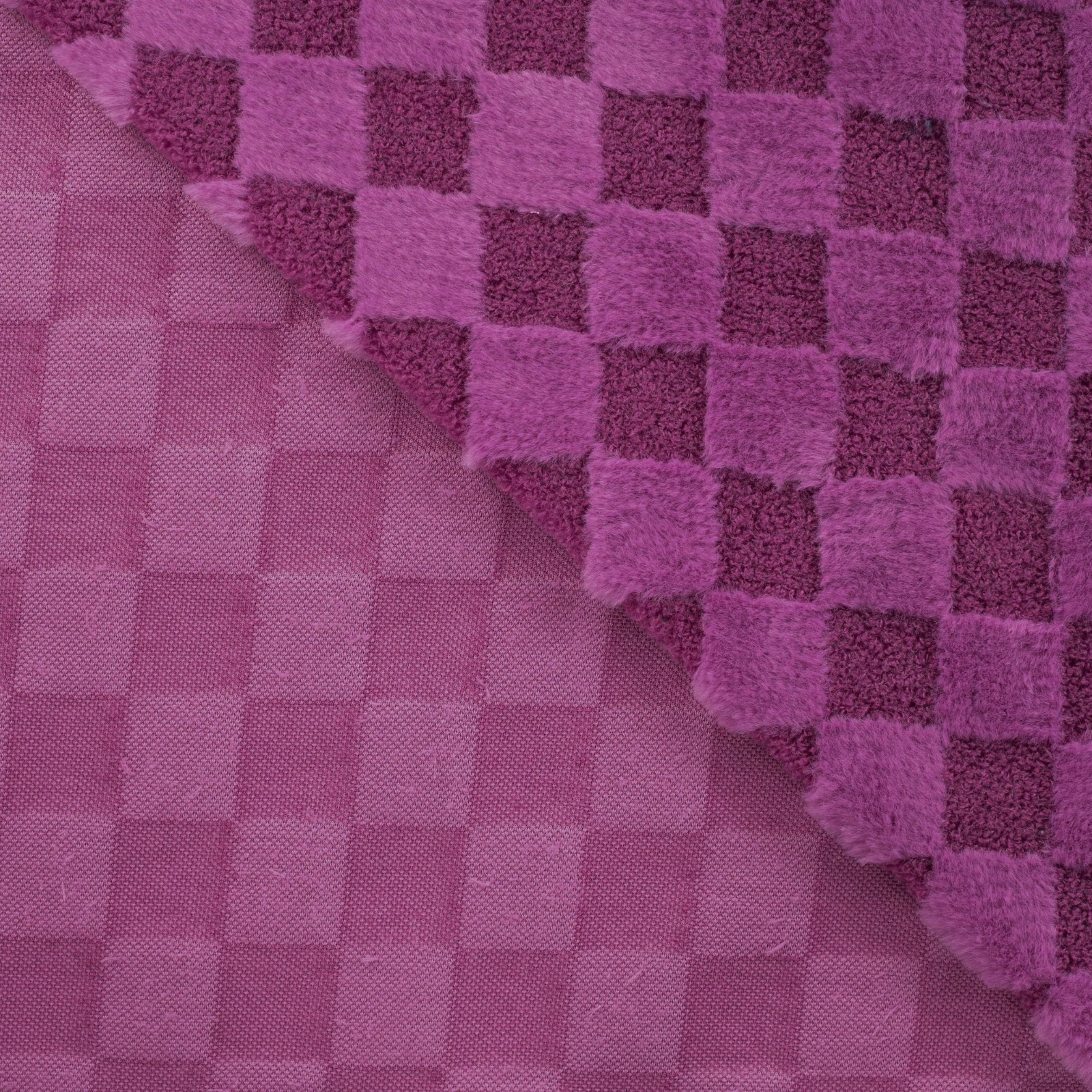 Fellimitat Bouclé Stoff - Karomuster