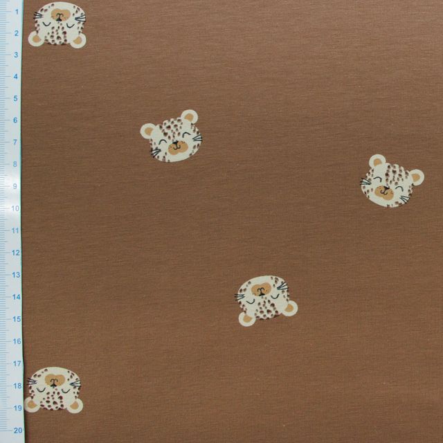 🐆Baumwolle Jersey Digitaldruck Stoff - Leoparden- Kamel