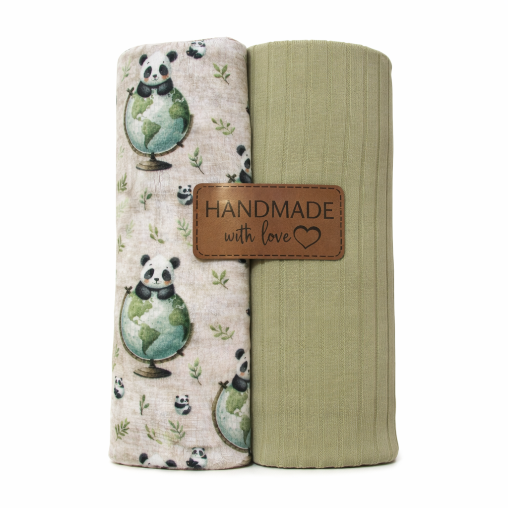 Jersey Stoffpaket + Label - süße Pandas