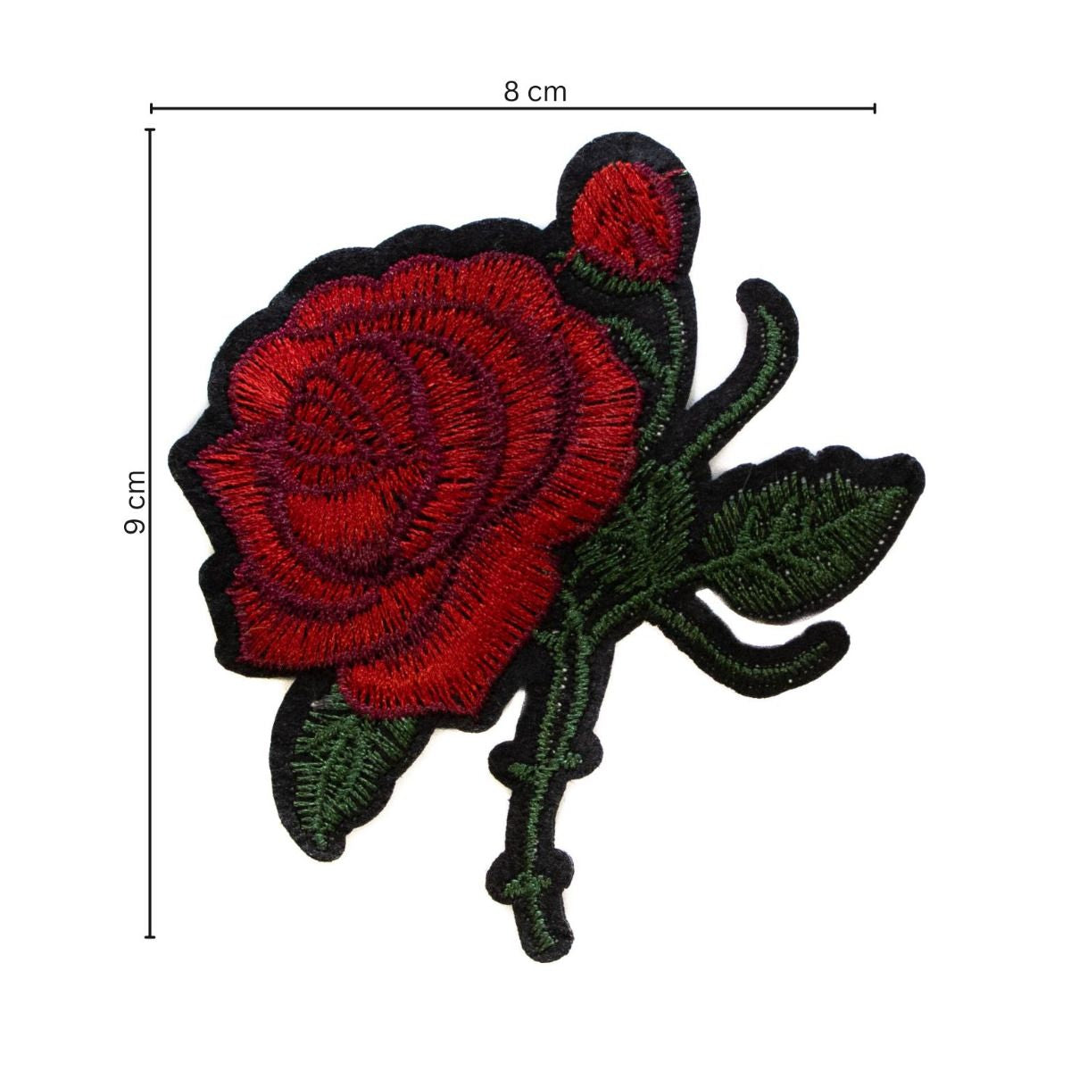 Stick-Applikation zum Aufbügeln ca 8 cm x 9 cm - Rose - rot
