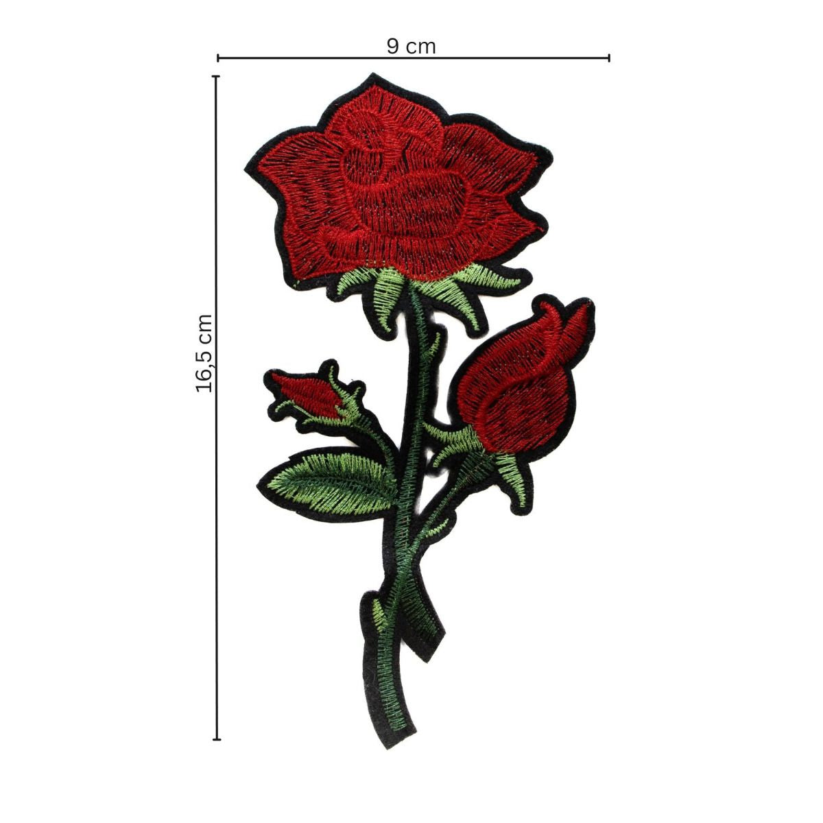 Stick-Applikation zum Aufnähen ca 9 cm x 16,5 cm - Rosen - rot