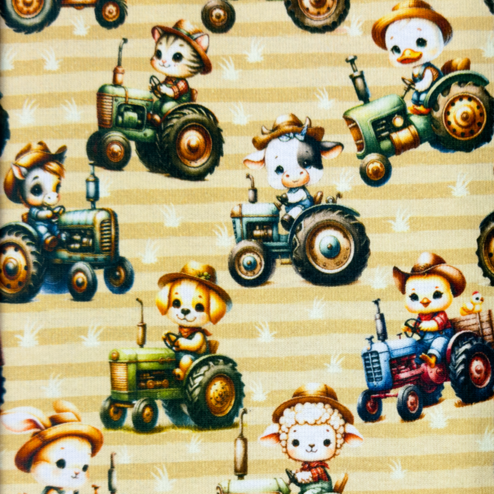 🧑🏽‍🌾 Alpenfleece Stoff - Bauernhoftieren & Traktoren
