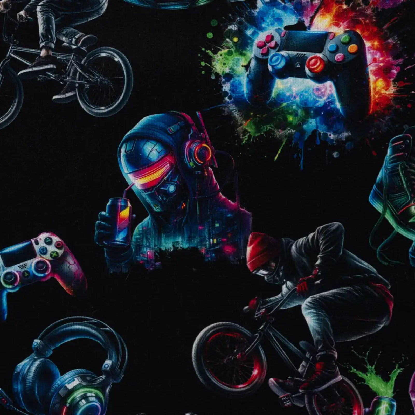 🎮 Alpenfleece Stoff - Gaming & Bikes