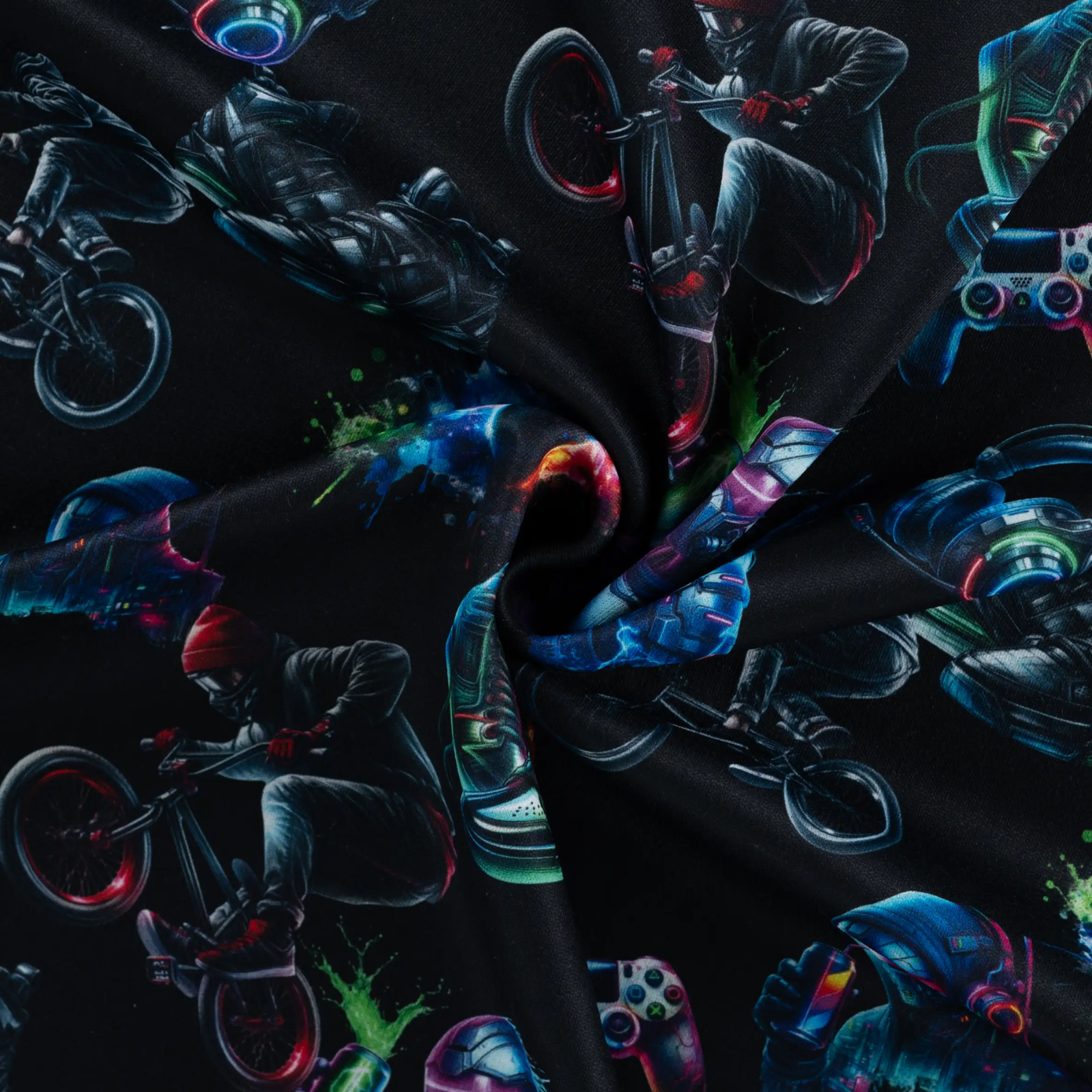 🎮 Alpenfleece Stoff - Gaming & Bikes