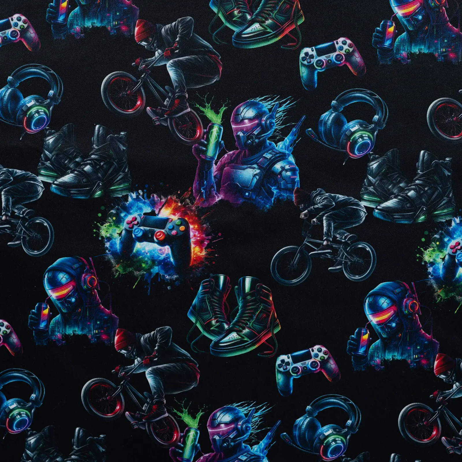 🎮 Alpenfleece Stoff - Gaming & Bikes