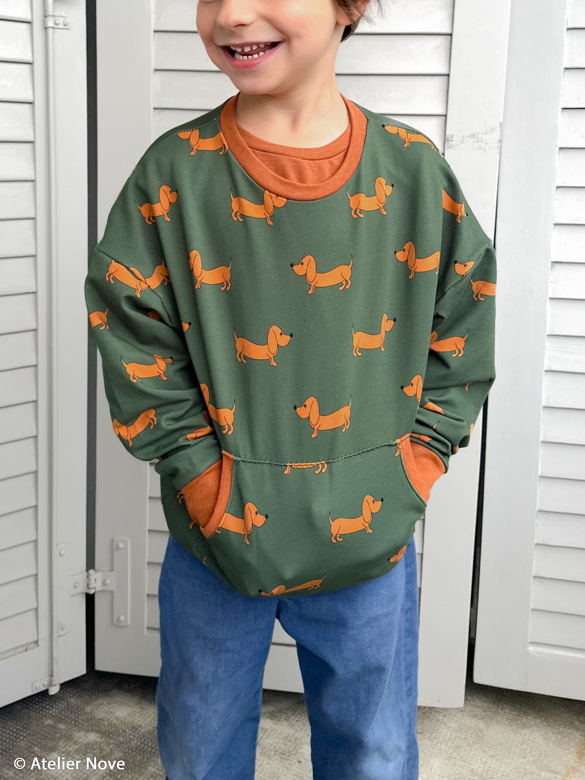 French Terry Swafing Terry der Dackel  by Cherry Picking - Dackel - dunkelgrün