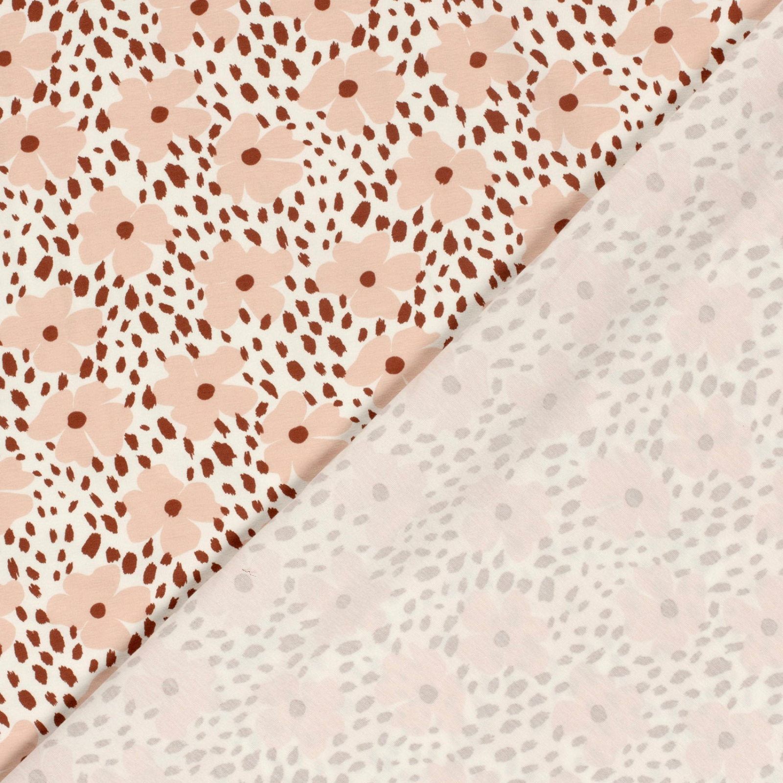 🌸Baumwolle Jersey Stoff Digitaldruck - Blümchen und Punkte