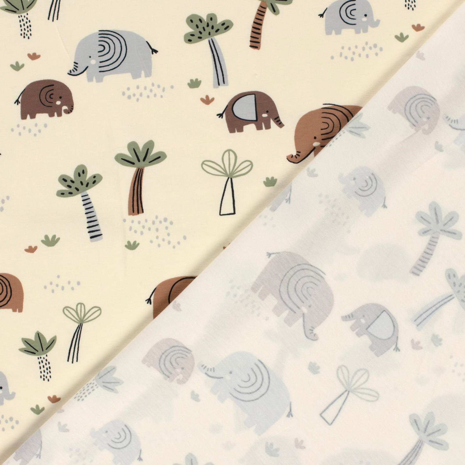 🐘Baumwolle Jersey Stoff Digitaldruck - Elefanten