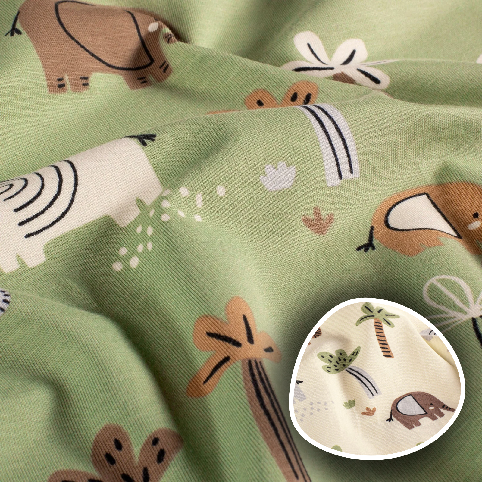 🐘Baumwolle Jersey Stoff Digitaldruck - Elefanten