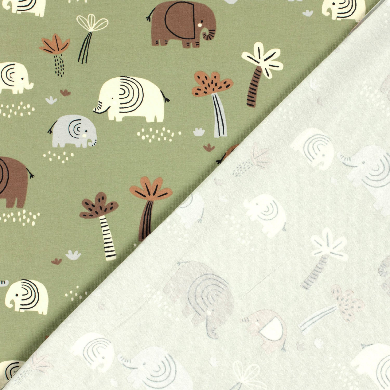 🐘Baumwolle Jersey Stoff Digitaldruck - Elefanten