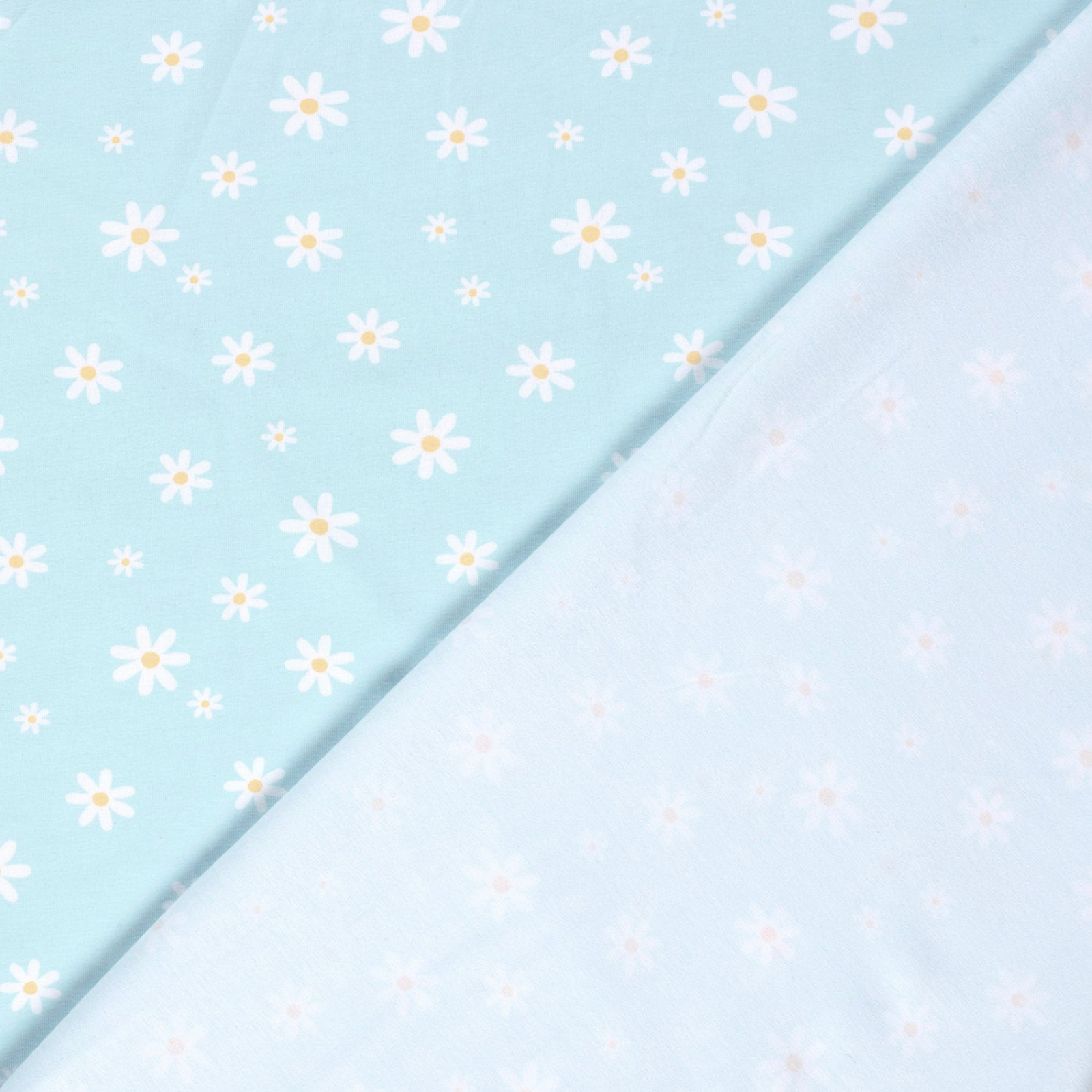 🌼Baumwolle Jersey Stoff Digitaldruck - Gänseblümchen - hellblau