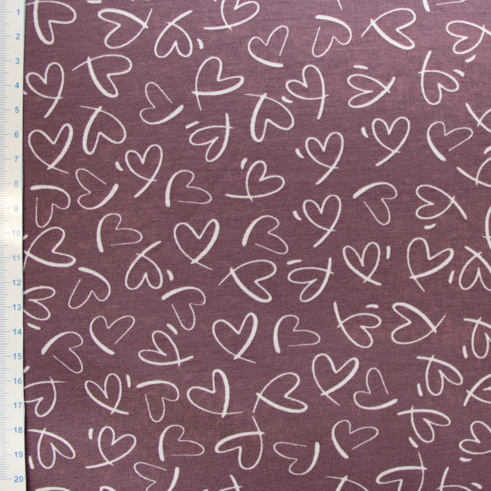 🩷 Baumwolle Jersey Stoff Digitaldruck - Herzchen - mauve